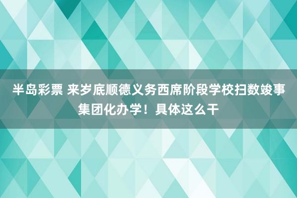 半岛彩票 来岁底顺德义务西席阶段学校扫数竣事集团化办学！具体这么干