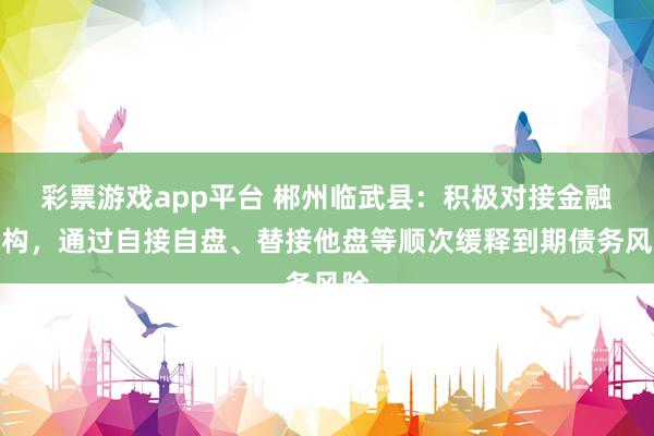 彩票游戏app平台 郴州临武县：积极对接金融机构，通过自接自盘、替接他盘等顺次缓释到期债务风险