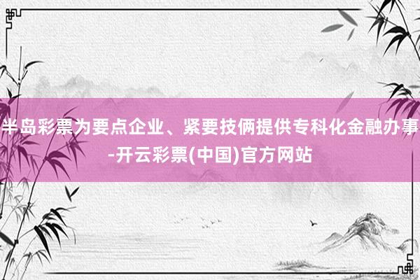 半岛彩票为要点企业、紧要技俩提供专科化金融办事-开云彩票(中国)官方网站